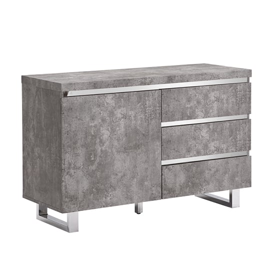 Sydney Small Sideboard In Concrete Effect 1 Door And 3 Drawers_2