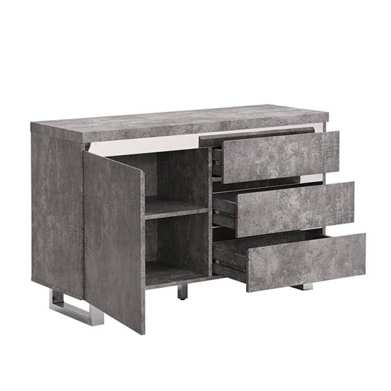 Sydney Small Sideboard With 1 Door 3 Drawer In Concrete Effect_3