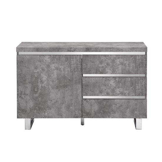 Sydney Small Sideboard In Concrete Effect 1 Door And 3 Drawers_4