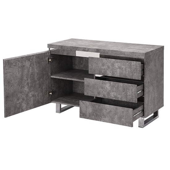 Sydney Small Sideboard In Concrete Effect 1 Door And 3 Drawers_6