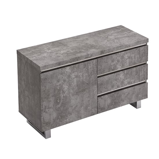 Sydney Small Sideboard In Concrete Effect 1 Door And 3 Drawers_7