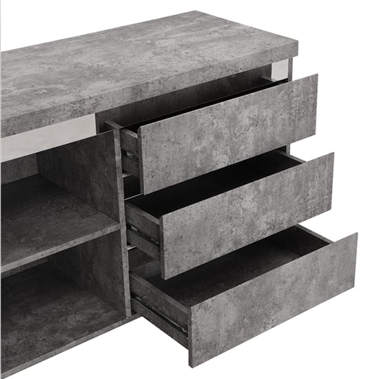Sydney Small Sideboard In Concrete Effect 1 Door And 3 Drawers_8