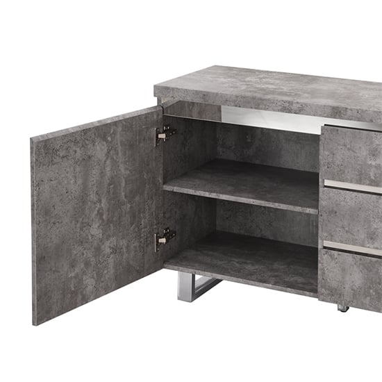 Sydney Small Sideboard In Concrete Effect 1 Door And 3 Drawers_9