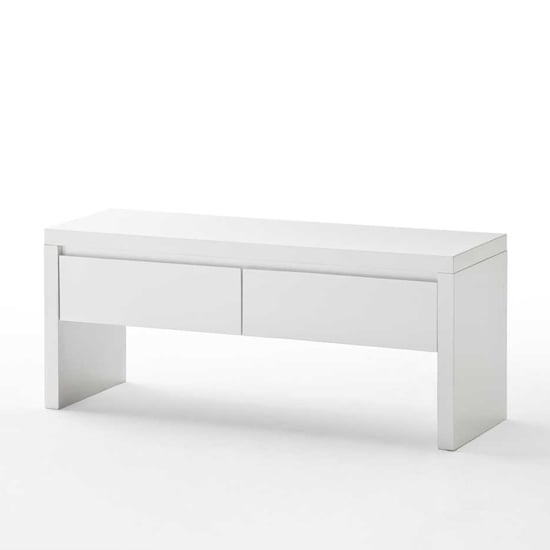Sydney Bench In High Gloss White With 2 Drawers