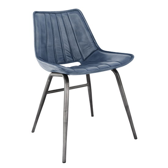 Sylhet Faux Leather Dining Chair Blue With Black Legs Furniture in