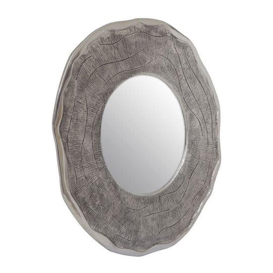 Sylva Large Round Wall Bedroom Mirror In Silver Metal Frame