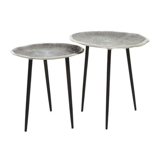 Sylva Metal Set Of 2 Side Tables With Black Legs In Silver