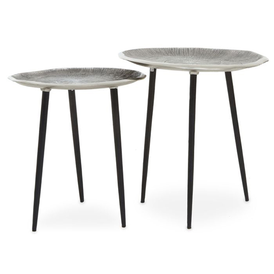Product photograph of Sylva Metal Set Of 2 Side Tables With Black Legs In Silver from Furniture in Fashion