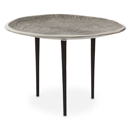 Read more about Sylva round metal coffee table with black legs in silver