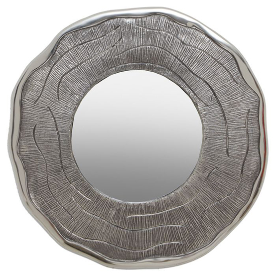 Photo of Sylva small round wall bedroom mirror in silver metal frame