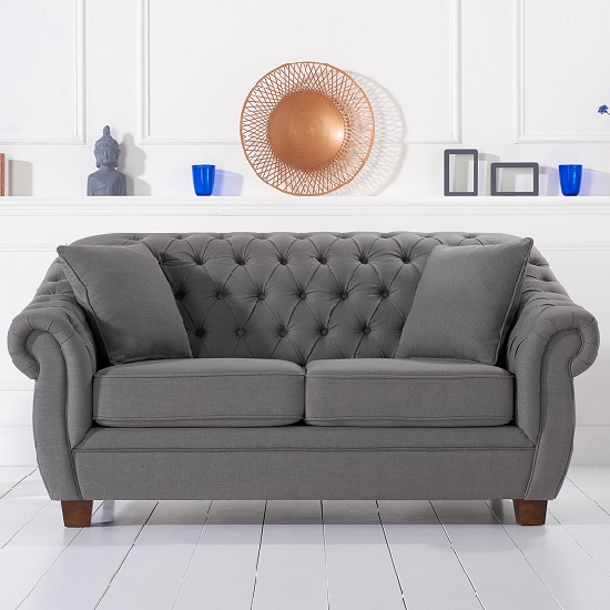 Dark Grey Chesterfield Style Sofa Baci Living Room