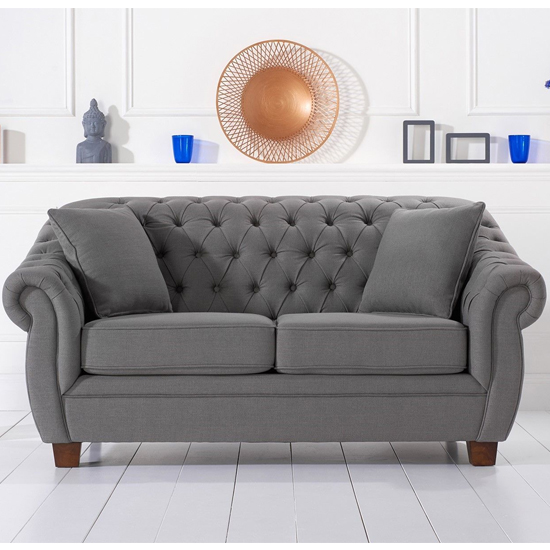Sylvan Chesterfield Fabric 2 Seater Sofa In Grey_2