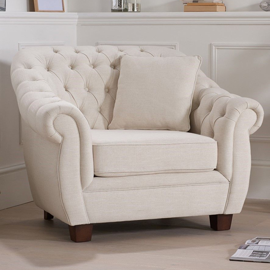 Sylvan Chesterfield Fabric Armchair In Ivory_2