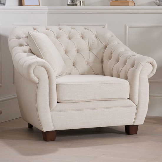 Sylvan Chesterfield Fabric Armchair In Ivory_3