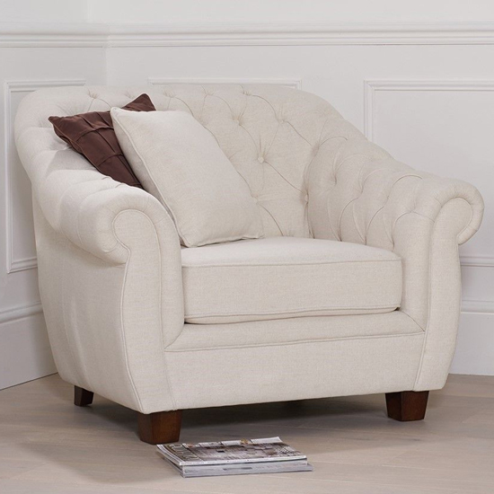 Sylvan Chesterfield Fabric Armchair In Ivory_1