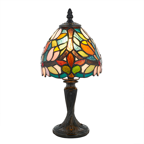 Sylvette Mini Tiffany Glass Table Lamp In Dark Bronze