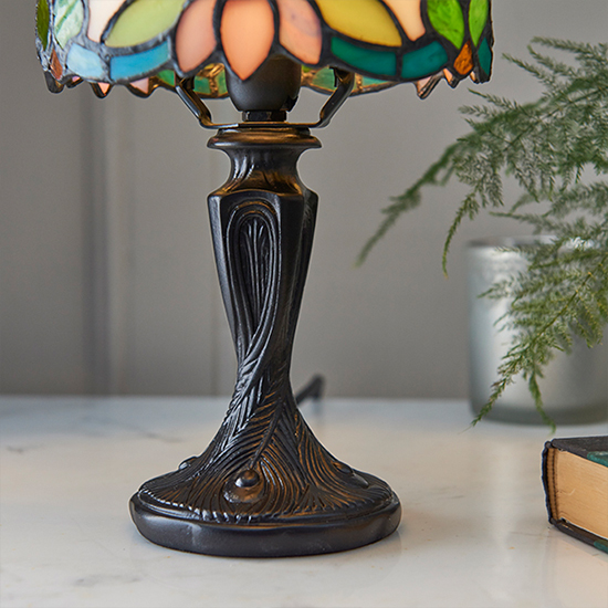 Sylvette Mini Tiffany Glass Table Lamp In Dark Bronze_4