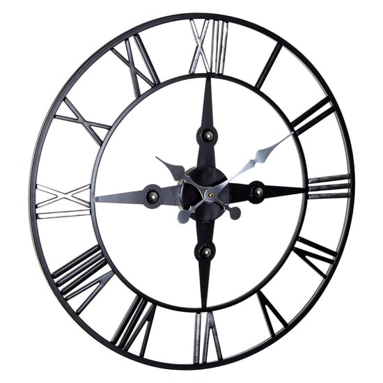 Product photograph of Symbia Round Wall Clock In Black Metal Frame from Furniture in Fashion