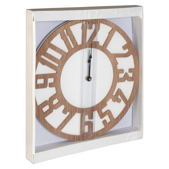 Symbia Round Wall Clock In Natural Wooden Frame