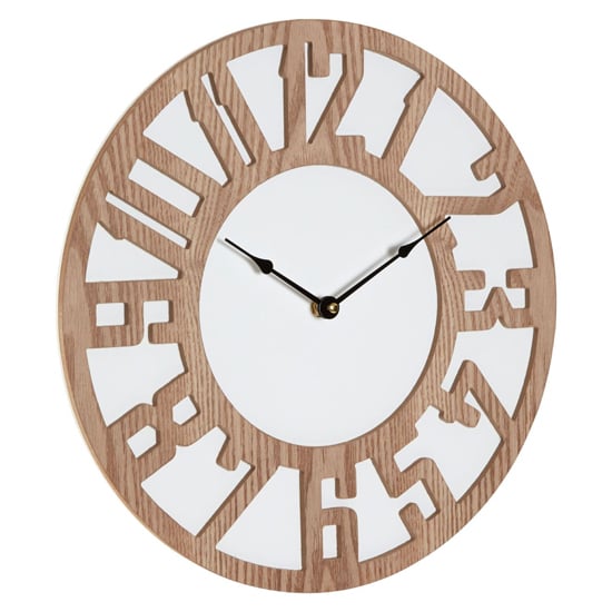 Product photograph of Symbia Round Wall Clock In Natural Wooden Frame from Furniture in Fashion