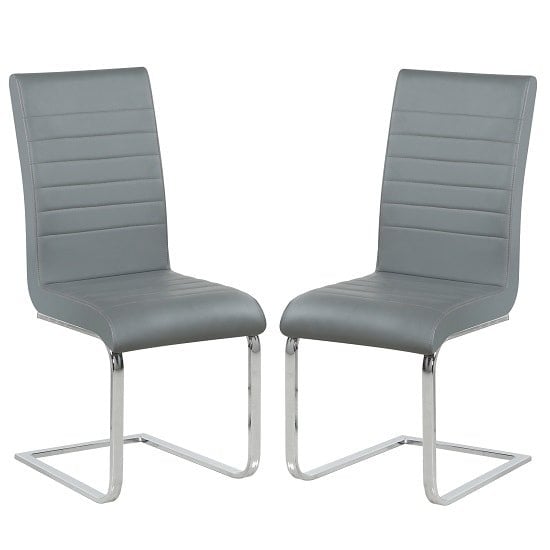 Symphony Dining Chair In Grey Faux Leather In A Pair