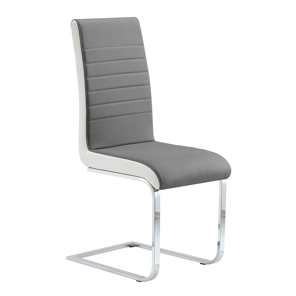 Symphony Faux Leather Dining Chair In Grey And White