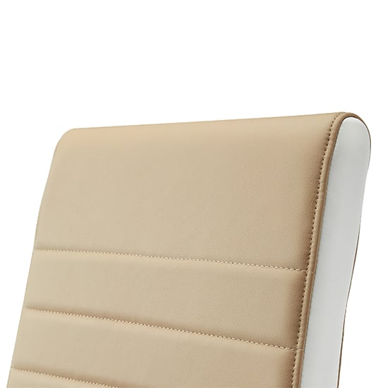 Symphony Faux Leather Dining Chair In Taupe And White