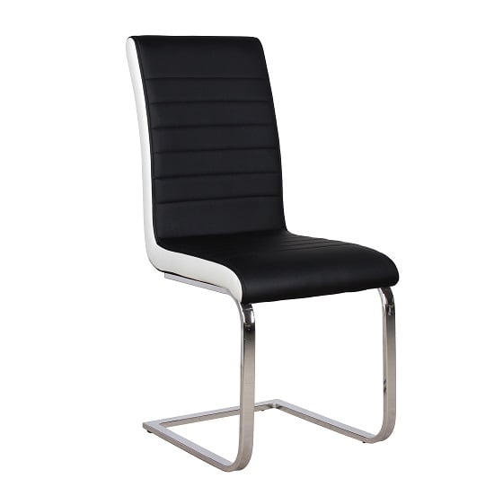 Symphony Faux Leather Dining Chair In Black And White_2