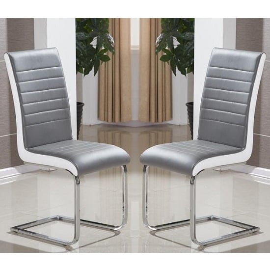 Photo of Symphony grey and white faux leather dining chairs in pair