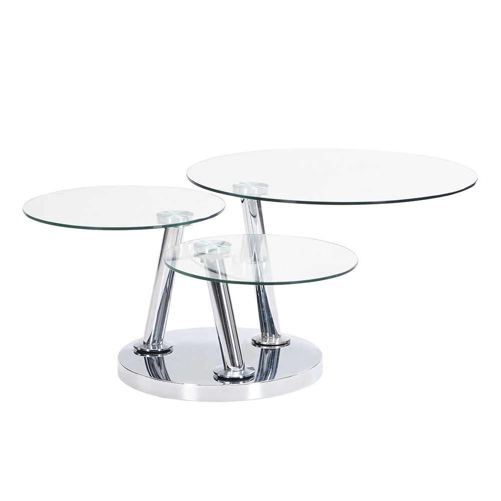 Synchro Clear Glass Coffee Table With Chrome Base