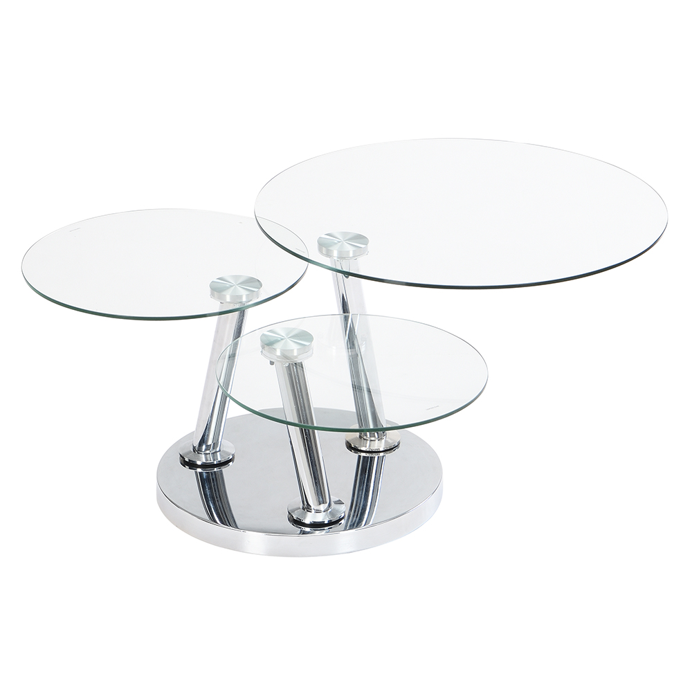 Synchro Clear Glass Coffee Table With Chrome Base