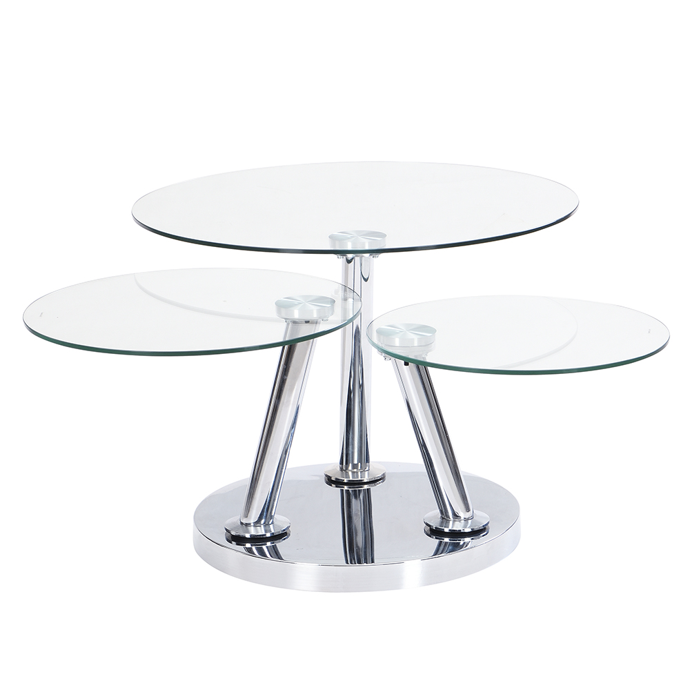 Synchro Clear Glass Coffee Table With Chrome Base