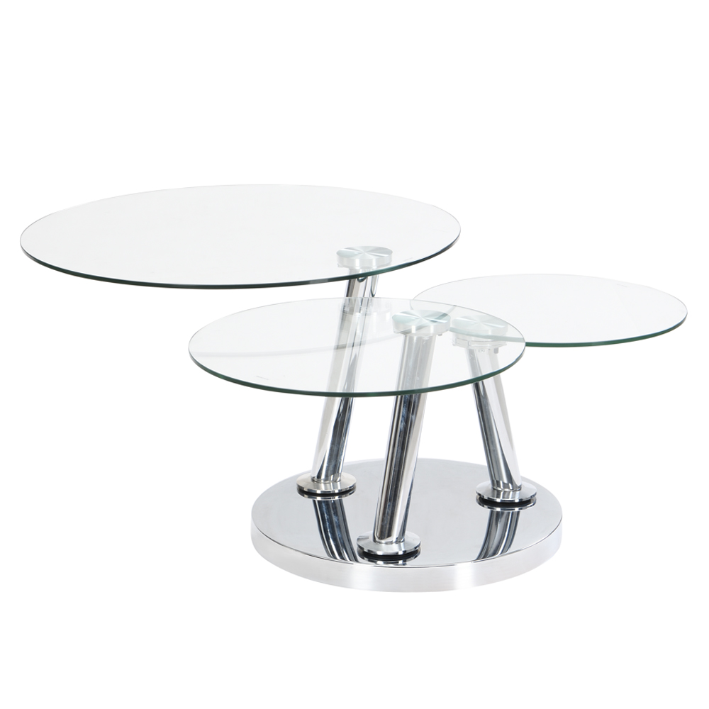 Synchro Clear Glass Coffee Table With Chrome Base