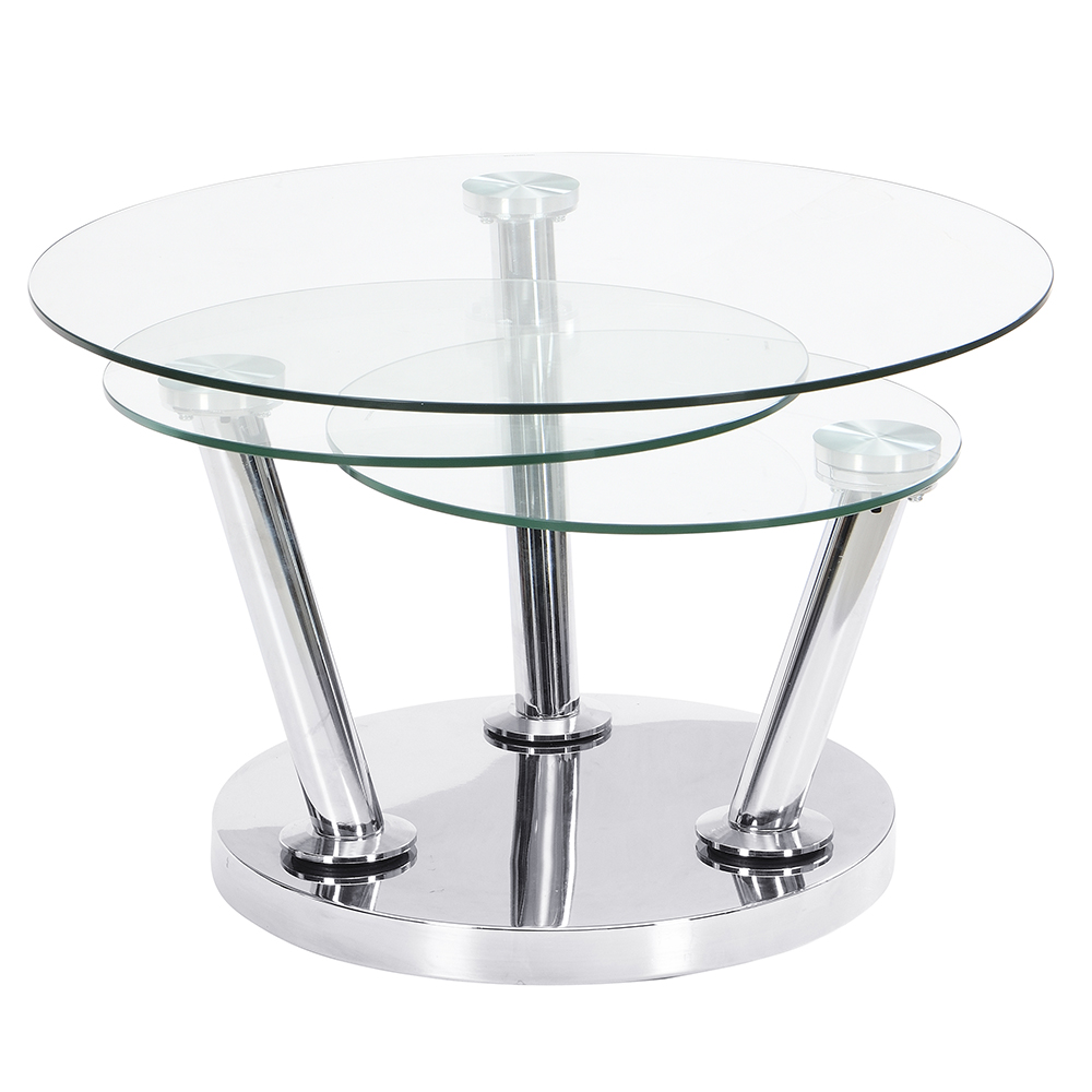 Synchro Clear Glass Coffee Table With Chrome Base