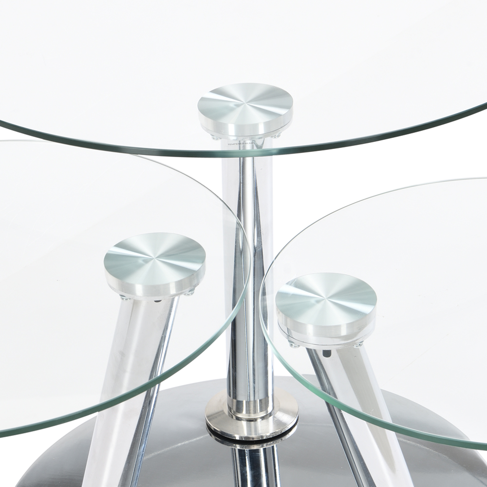Synchro Clear Glass Coffee Table With Chrome Base