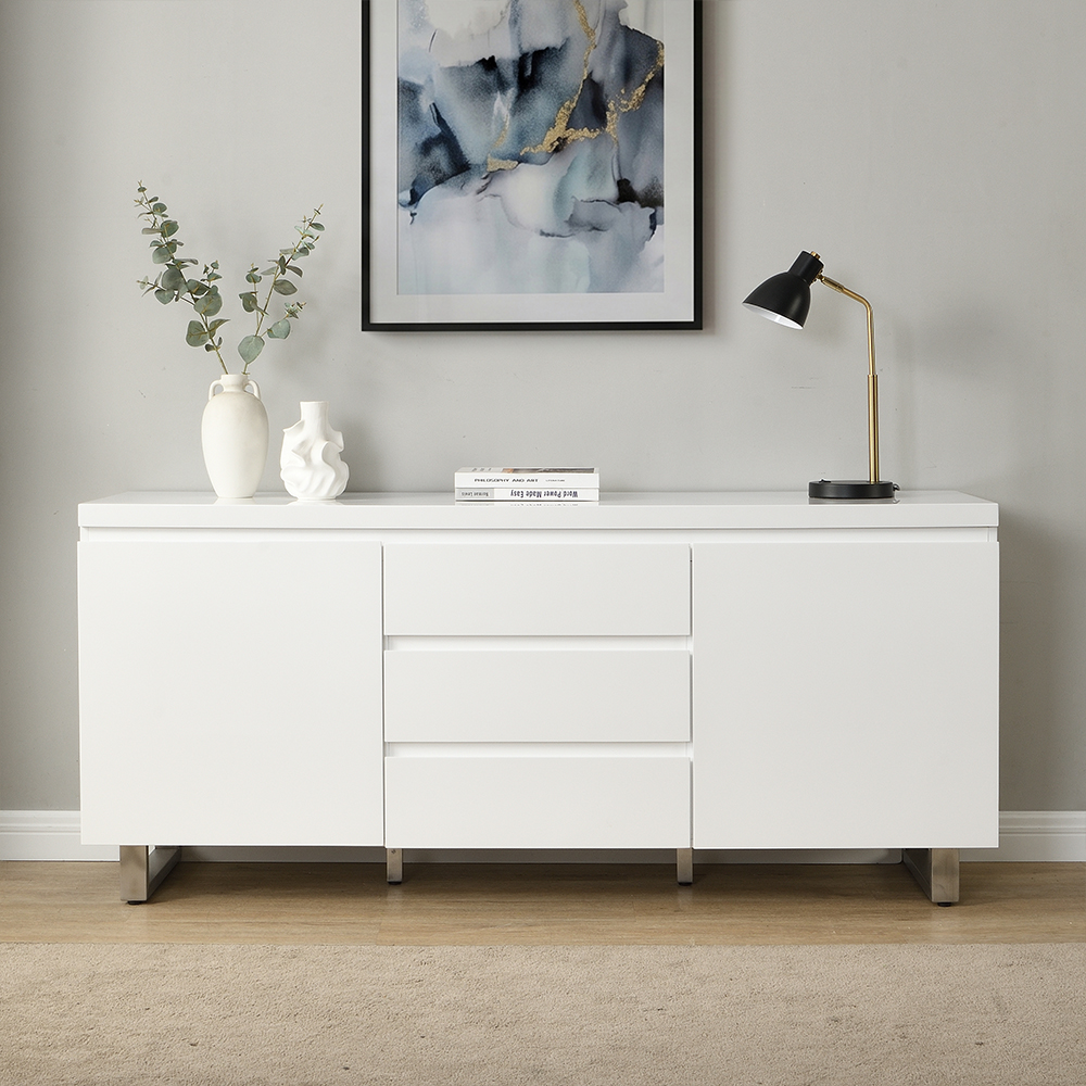 Sydney High Gloss Sideboard With 2 Door 3 Drawer In White
