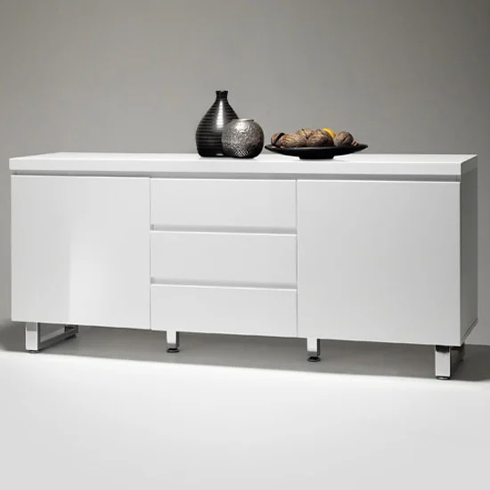 Sydney High Gloss Sideboard With 2 Door 3 Drawer In White
