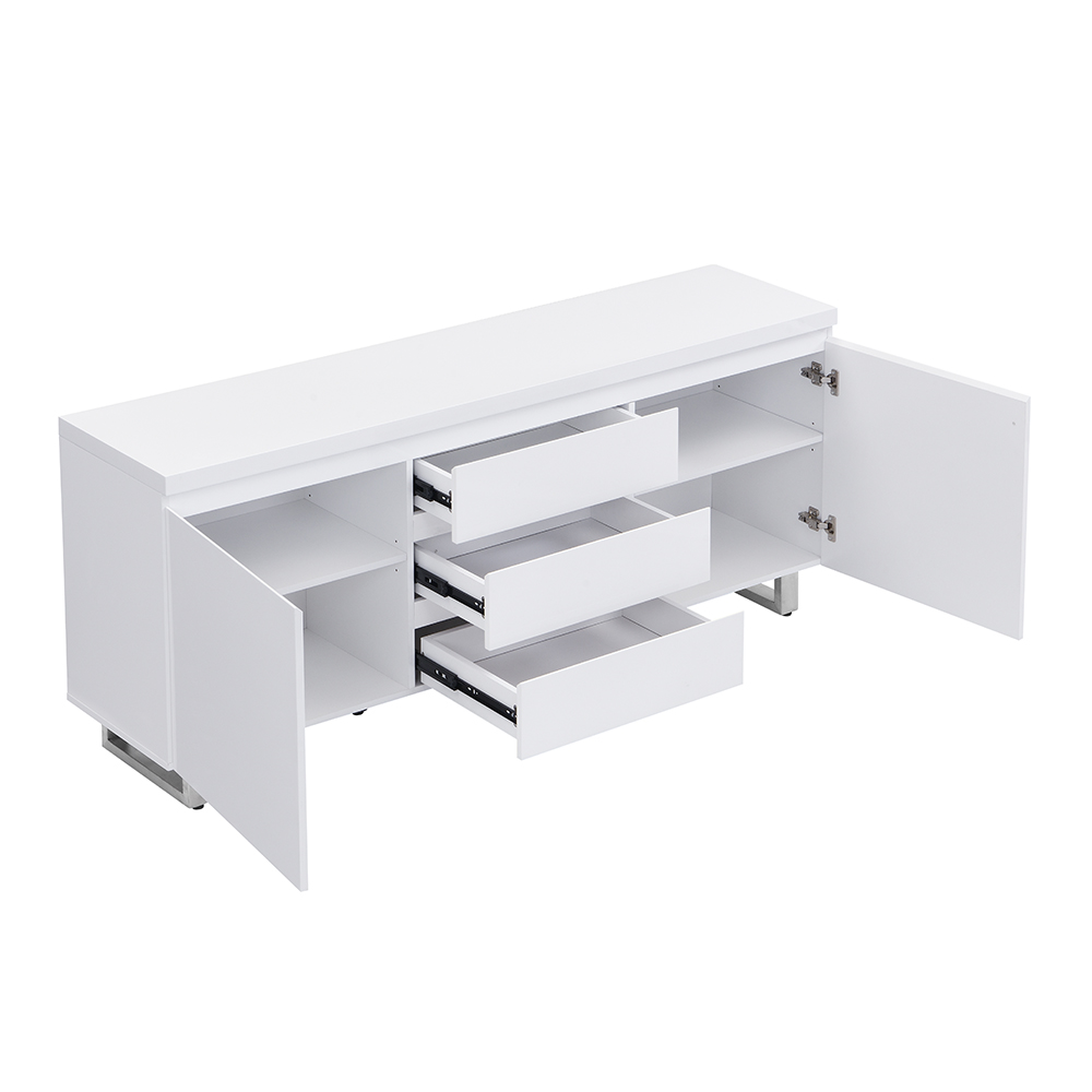Sydney High Gloss Sideboard With 2 Door 3 Drawer In White