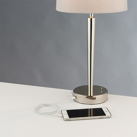 Syon USB Mink Fabric Table Lamp In Bright Nickel_2