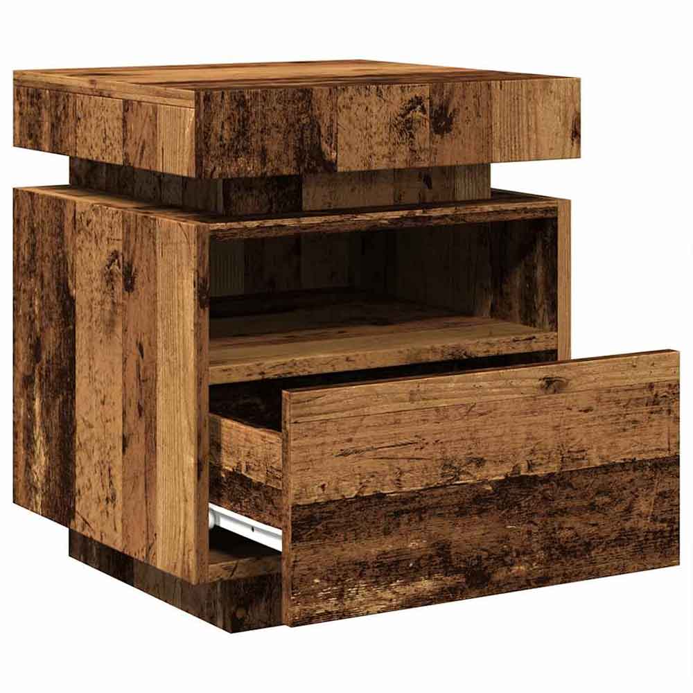 Syracuse Wooden Bedside Cabinet With 1 Drawer And LED - Brown