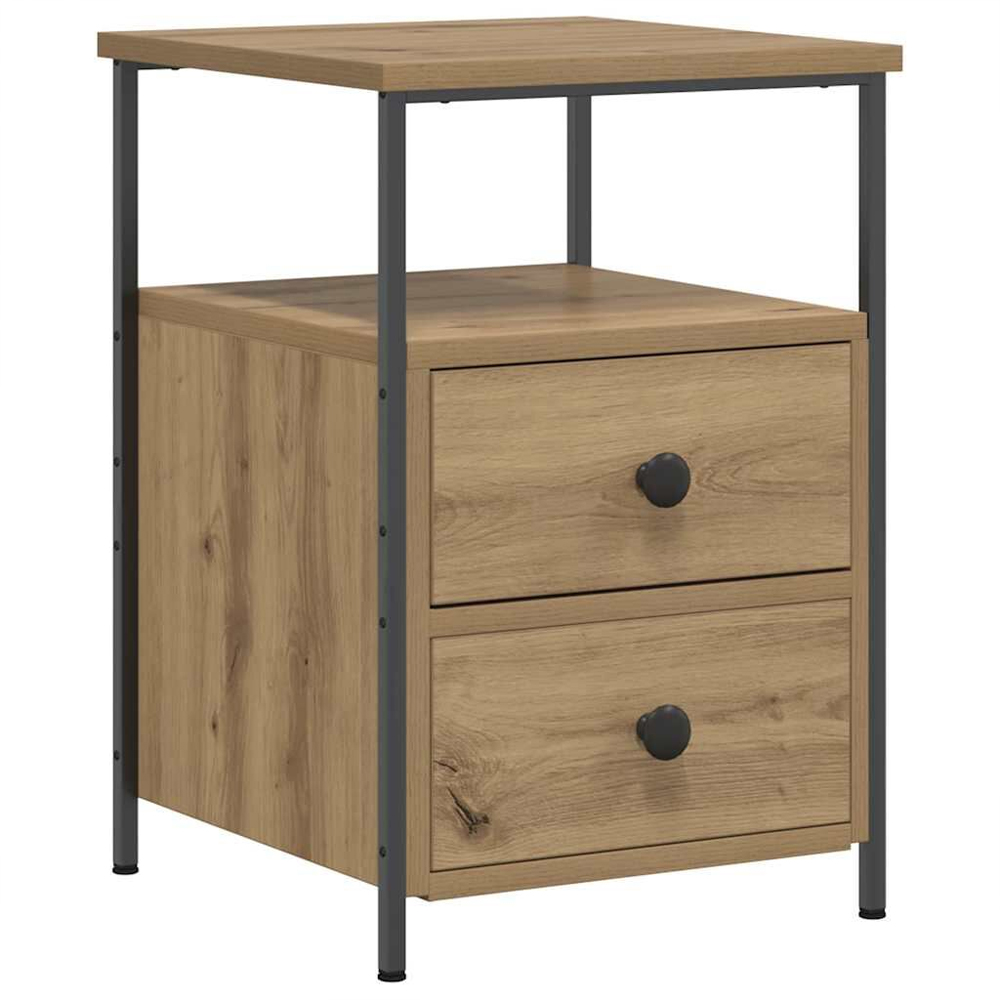 Syracuse Wooden Bedside Cabinet With 2 Drawers - Artisan Oak