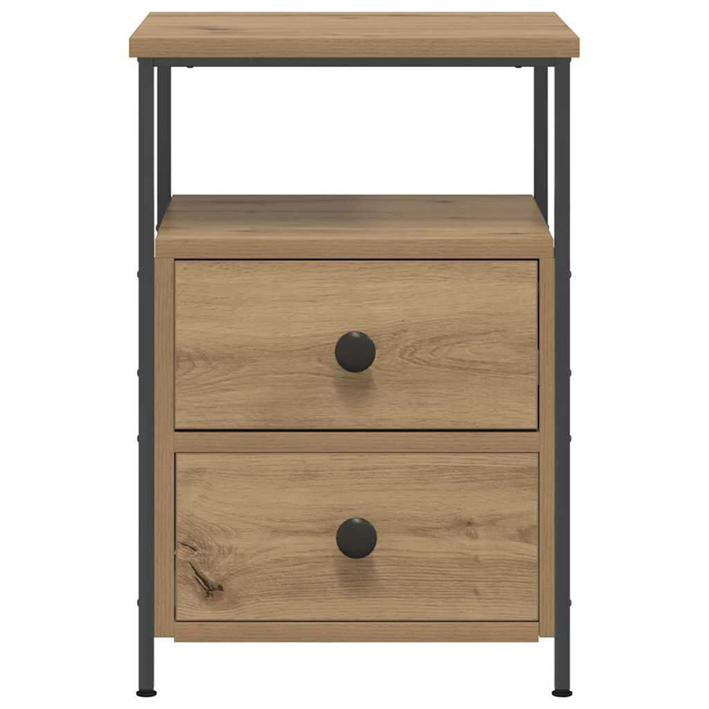 Syracuse Wooden Bedside Cabinet With 2 Drawers - Artisan Oak