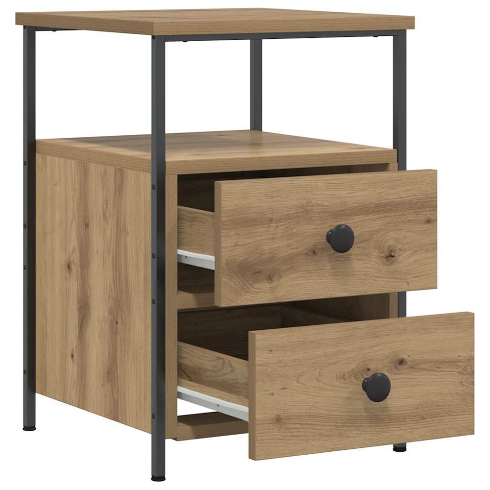 Syracuse Wooden Bedside Cabinet With 2 Drawers - Artisan Oak