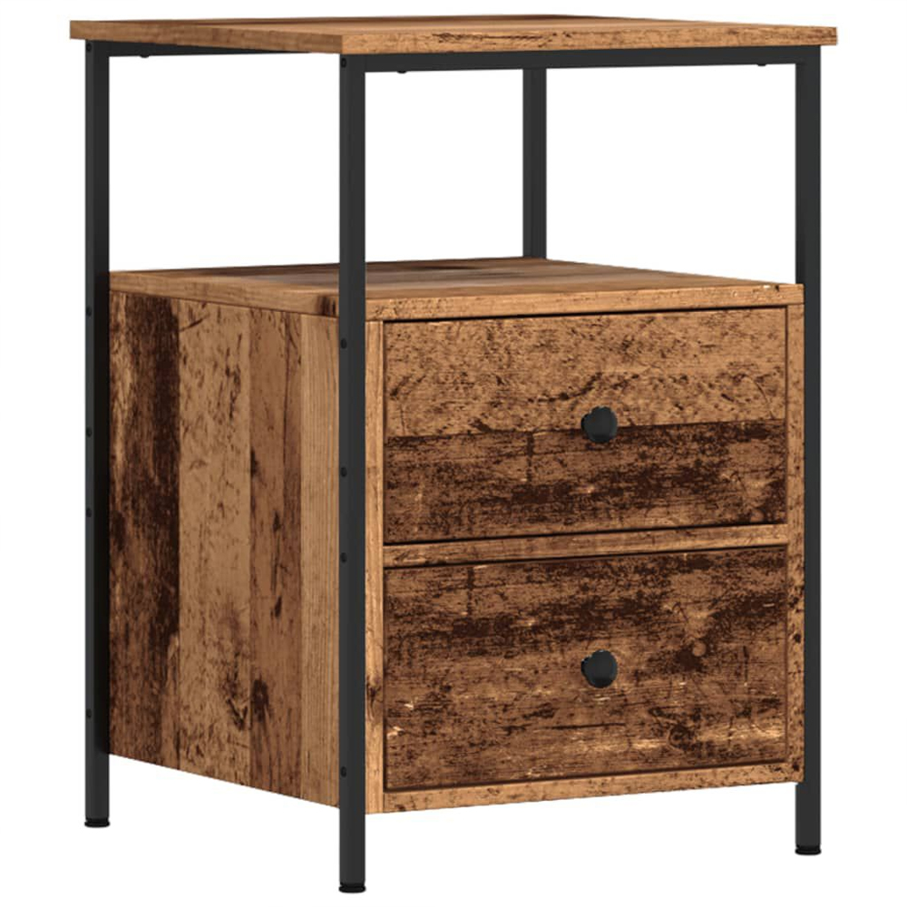 Syracuse Wooden Bedside Cabinet With 2 Drawers - Brown