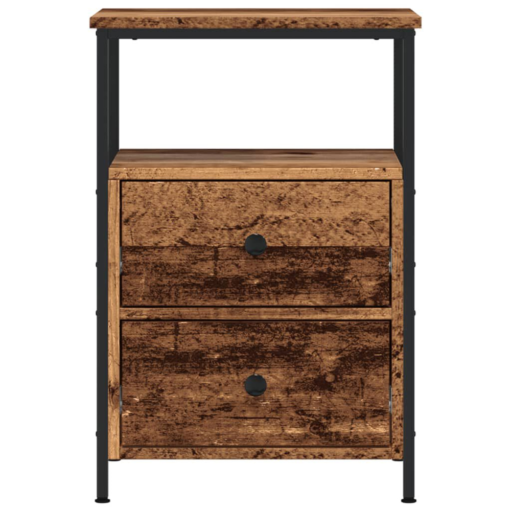 Syracuse Wooden Bedside Cabinet With 2 Drawers - Brown