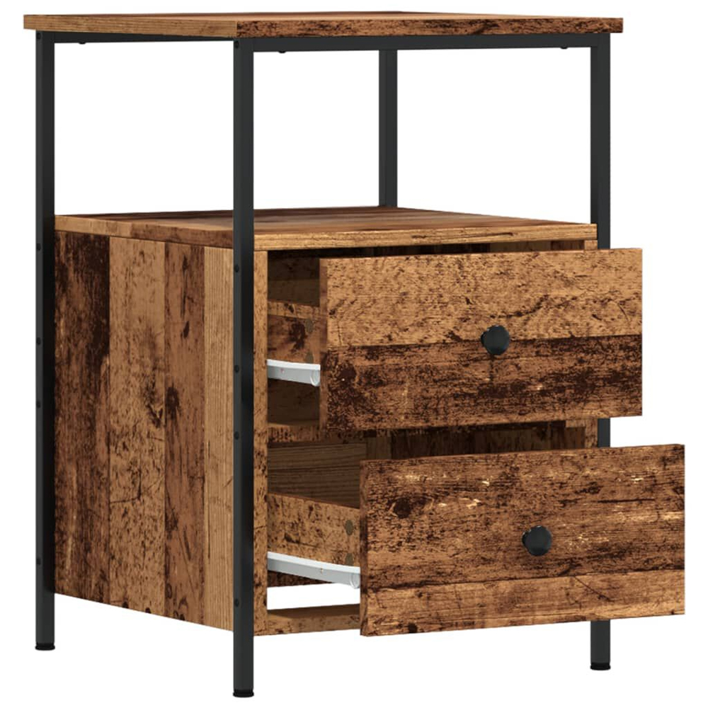 Syracuse Wooden Bedside Cabinet With 2 Drawers - Brown