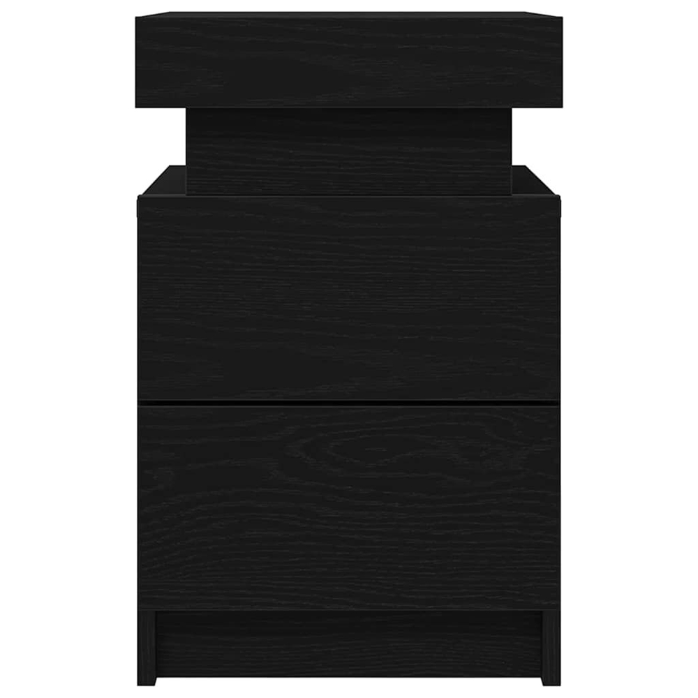 Syracuse Wooden Bedside Cabinet With 2 Drawers And LED - Black Oak