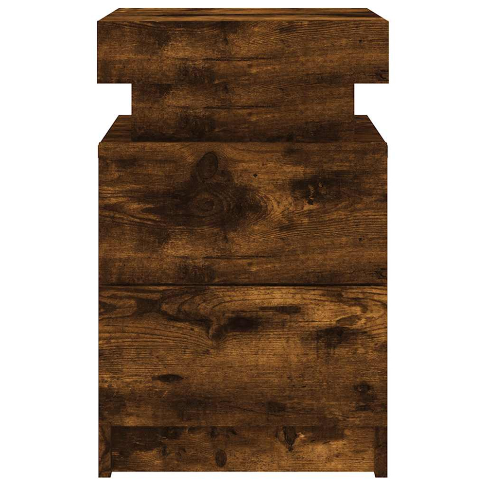 Syracuse Wooden Bedside Cabinet With 2 Drawers And LED - Smoked Oak