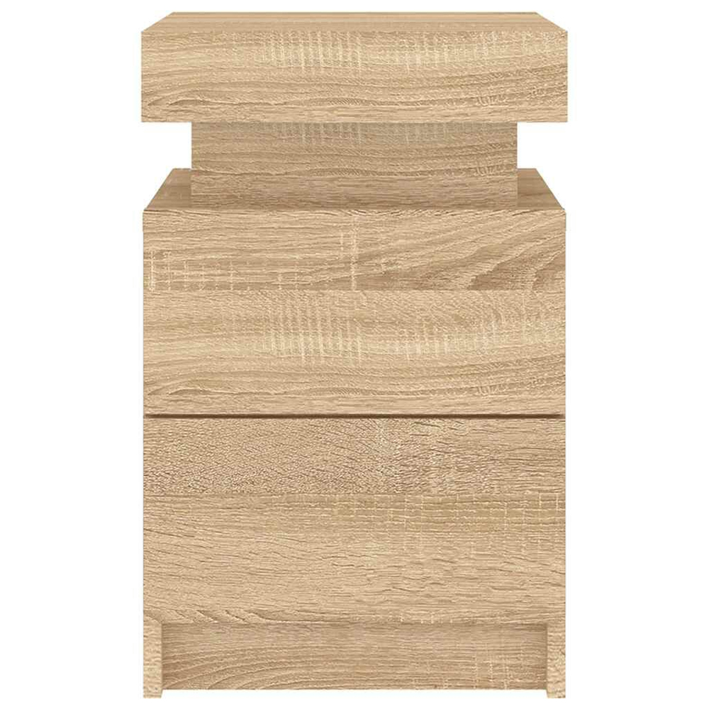 Syracuse Wooden Bedside Cabinet With 2 Drawers And LED - Sonoma Oak