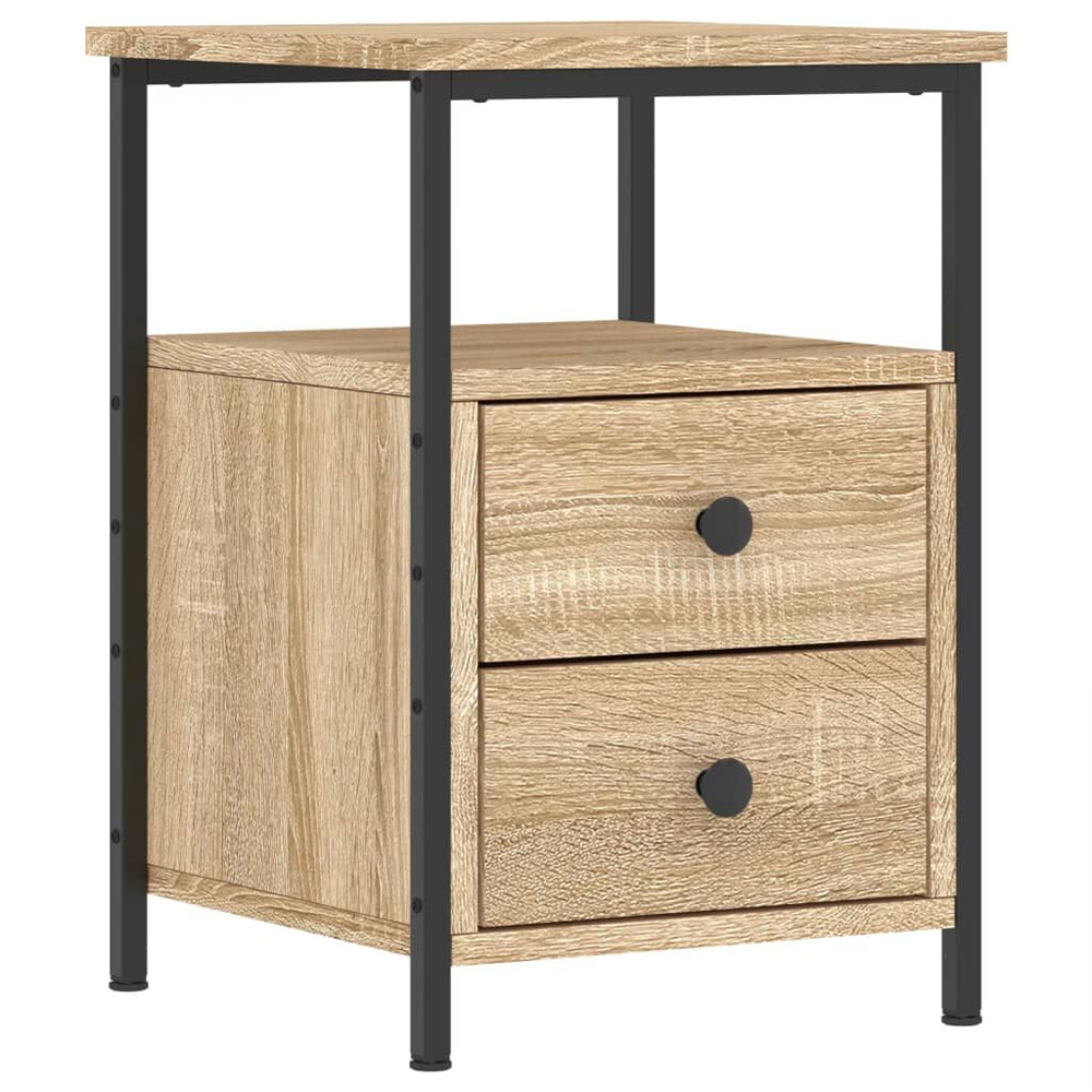 Syracuse Wooden Bedside Cabinet With 2 Drawers - Sonoma Oak